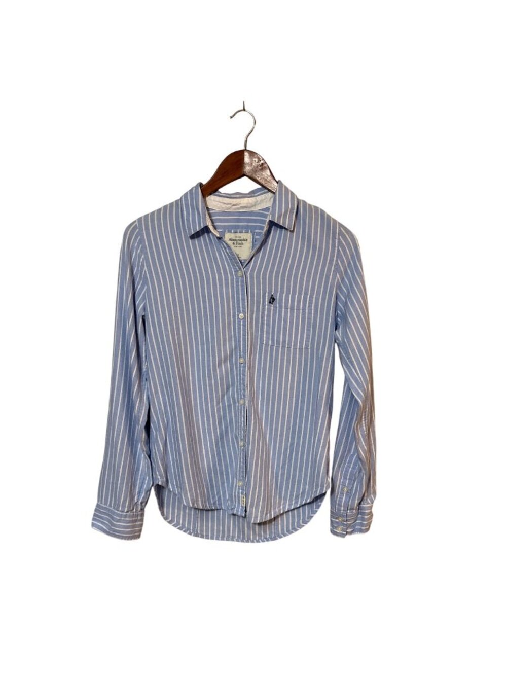 Y2K‎ Abercrombie & Finch Classic Blue White Stripe Button Up Fitted Small